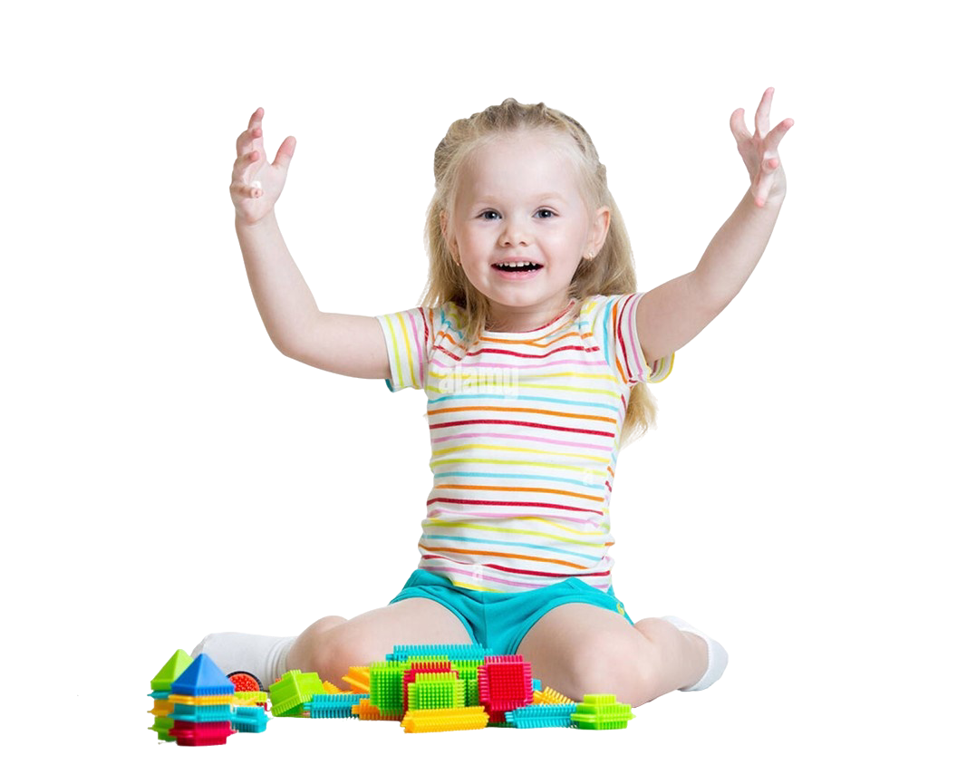 Preschooler playing with colorful blocks