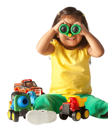 Preschooler playing with colorful blocks
