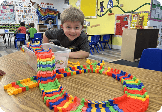 Child building with blocks